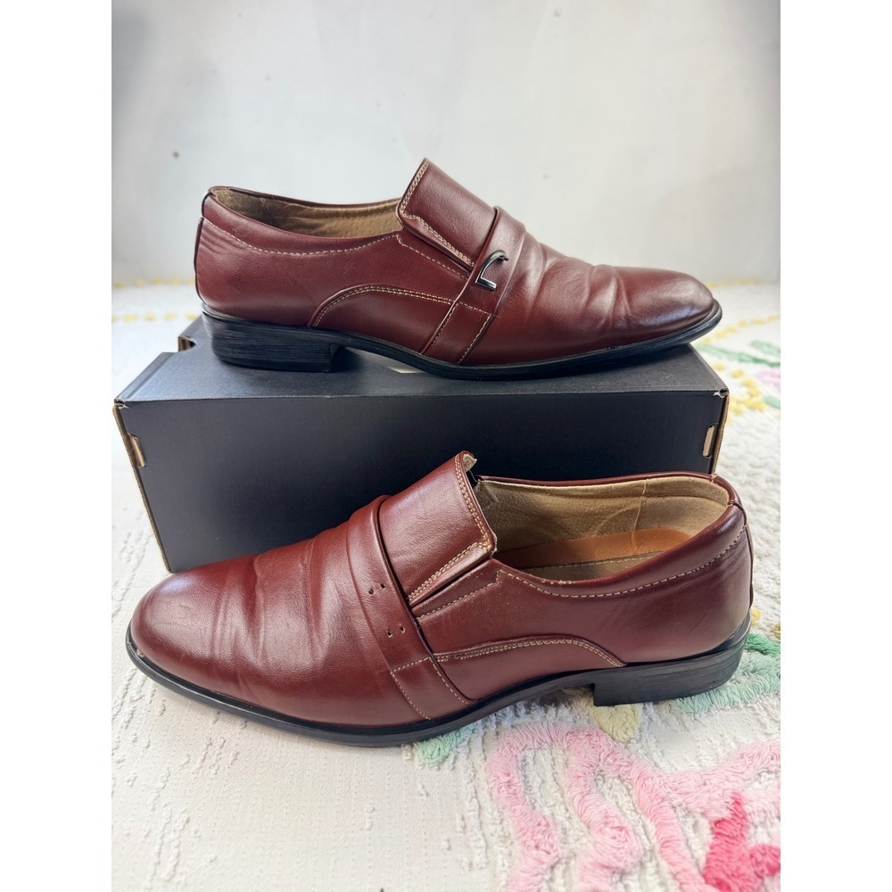 Franco vanucci Mens Burgundy Loafers Dress Shoes Slip On Casual‎ Minimalist 12
